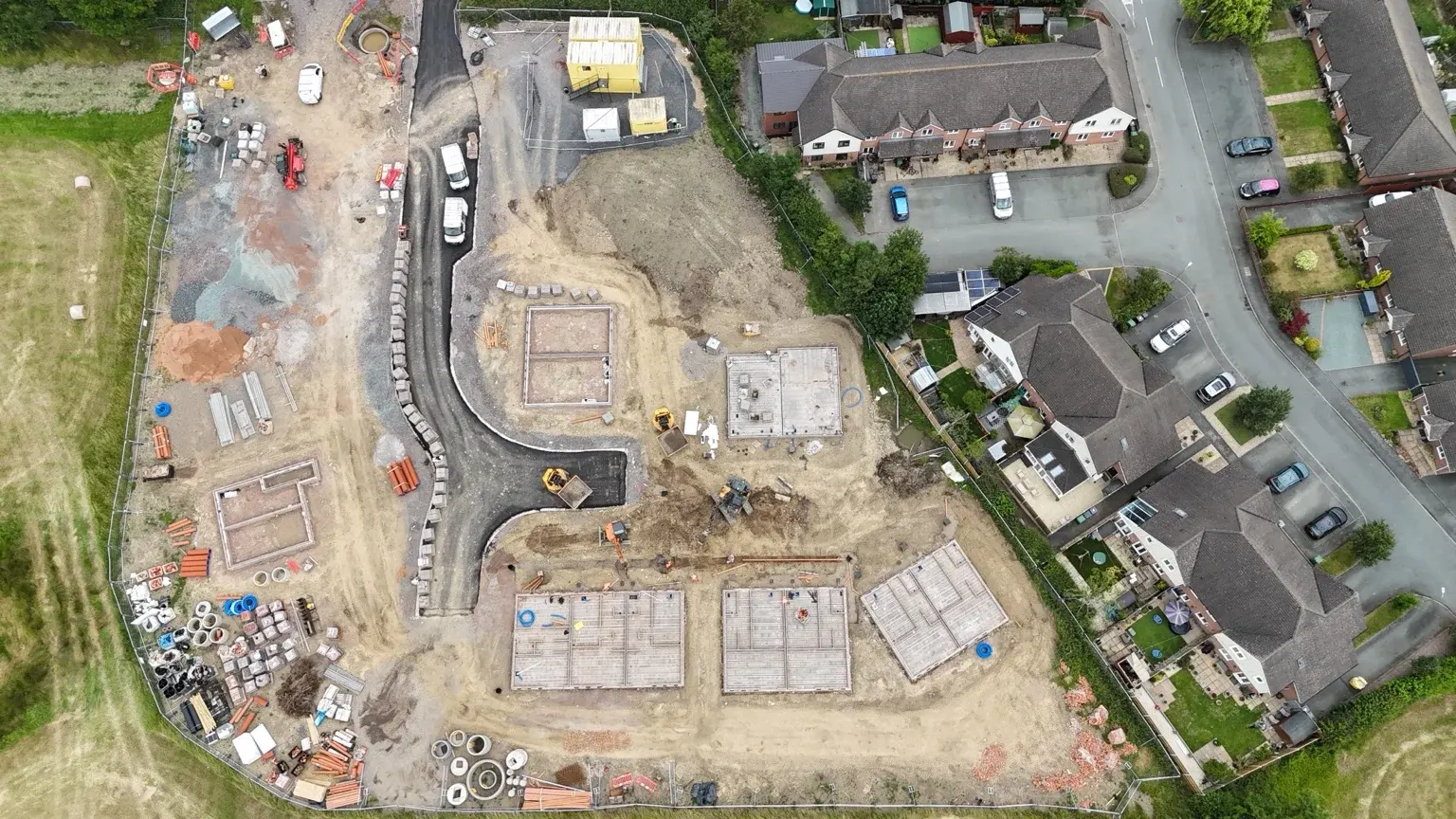 Aerial view of the housing development