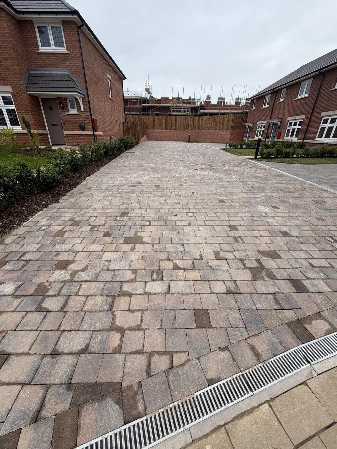 Completed block paving and channel drainage in Swadlincote