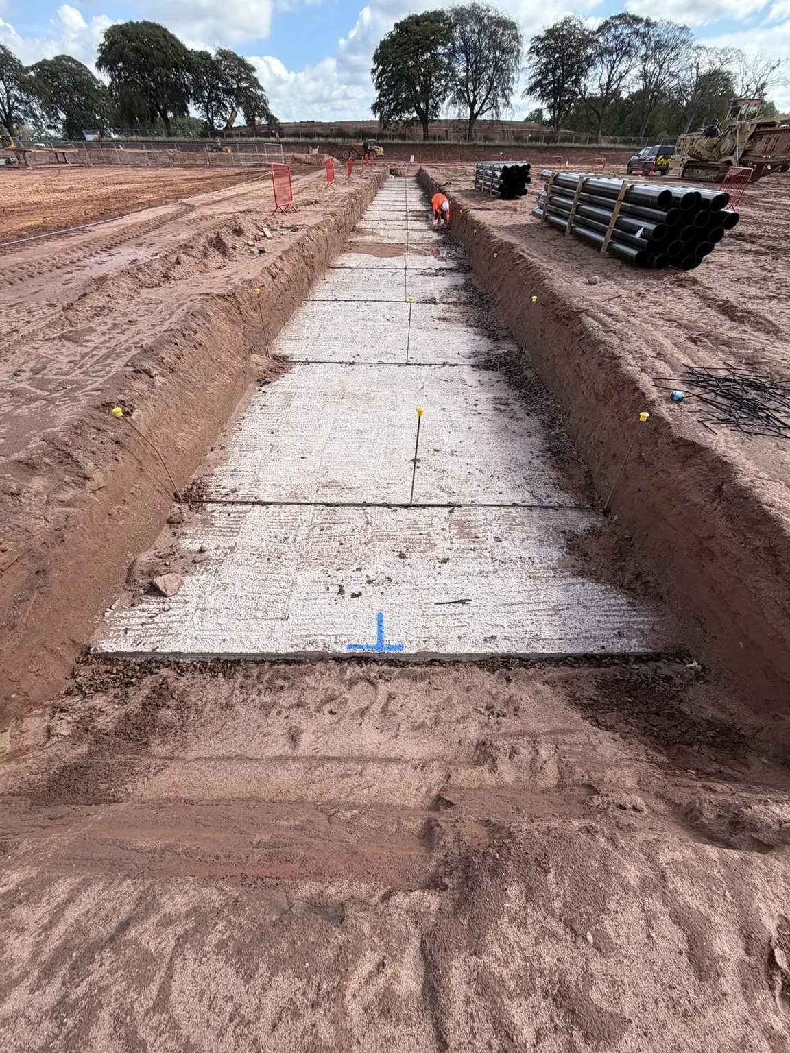 Prepared trench before cable duct installation at Bagnall