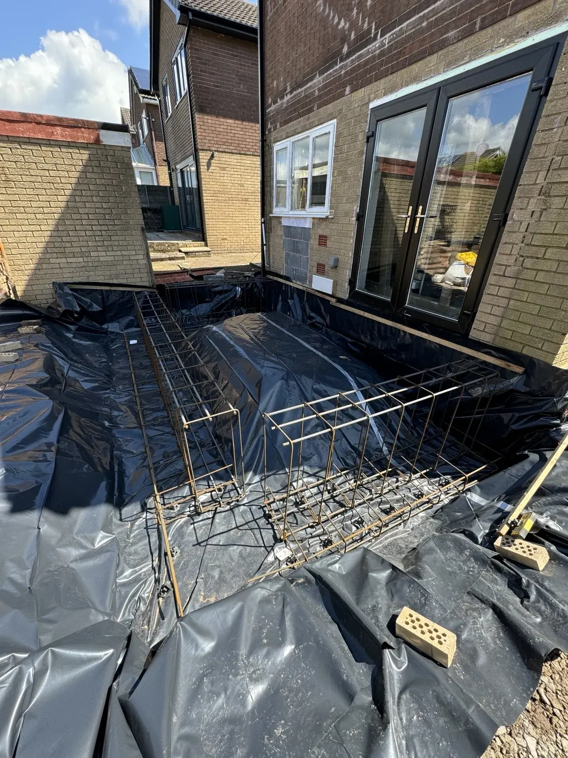 Steel reinforcement and membrane installation