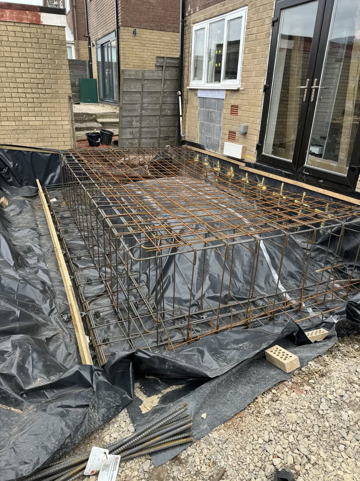 Raft reinforcement before the concrete pour