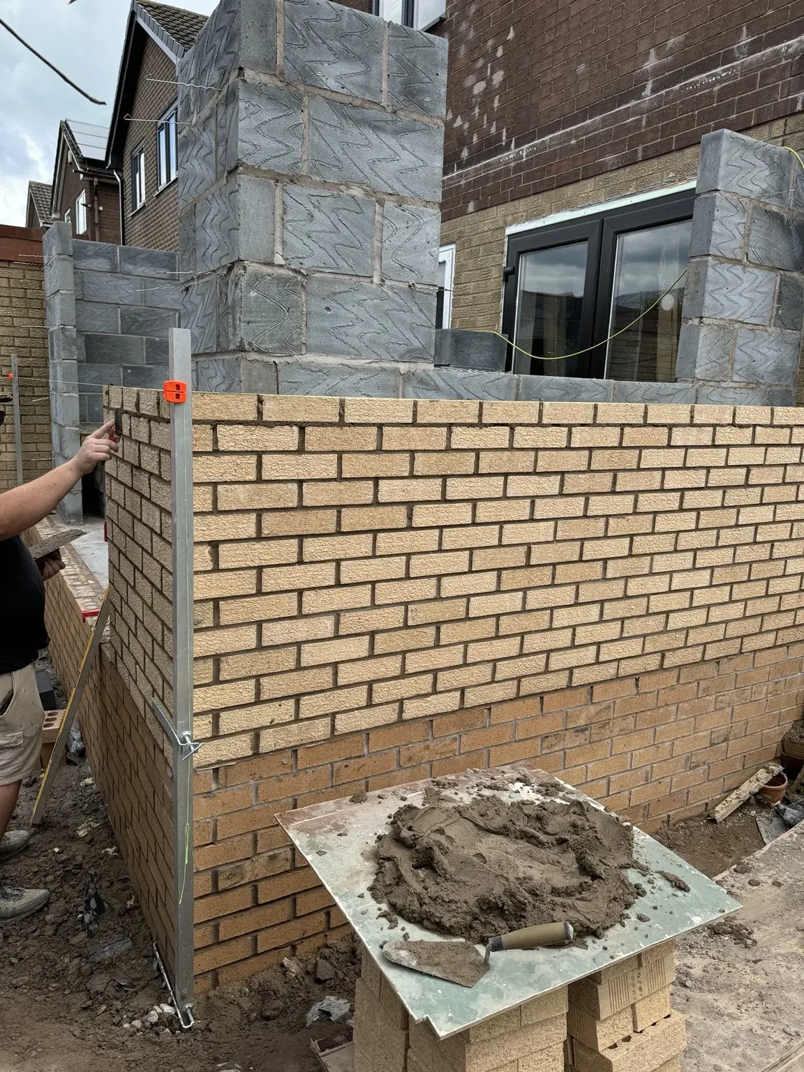 Brick-and-block wall construction