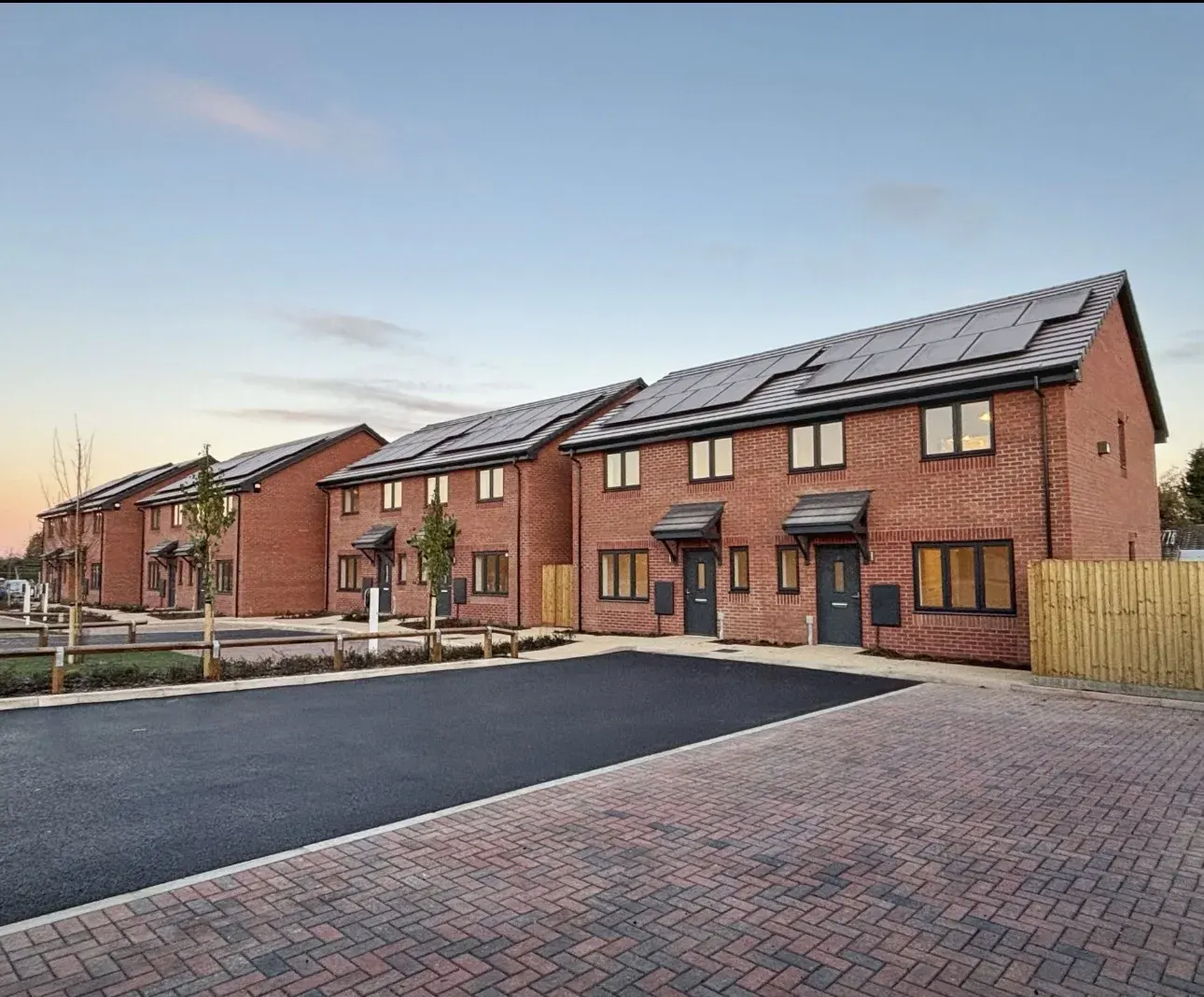 Completed road surfacing and block paving at Johnstone Close