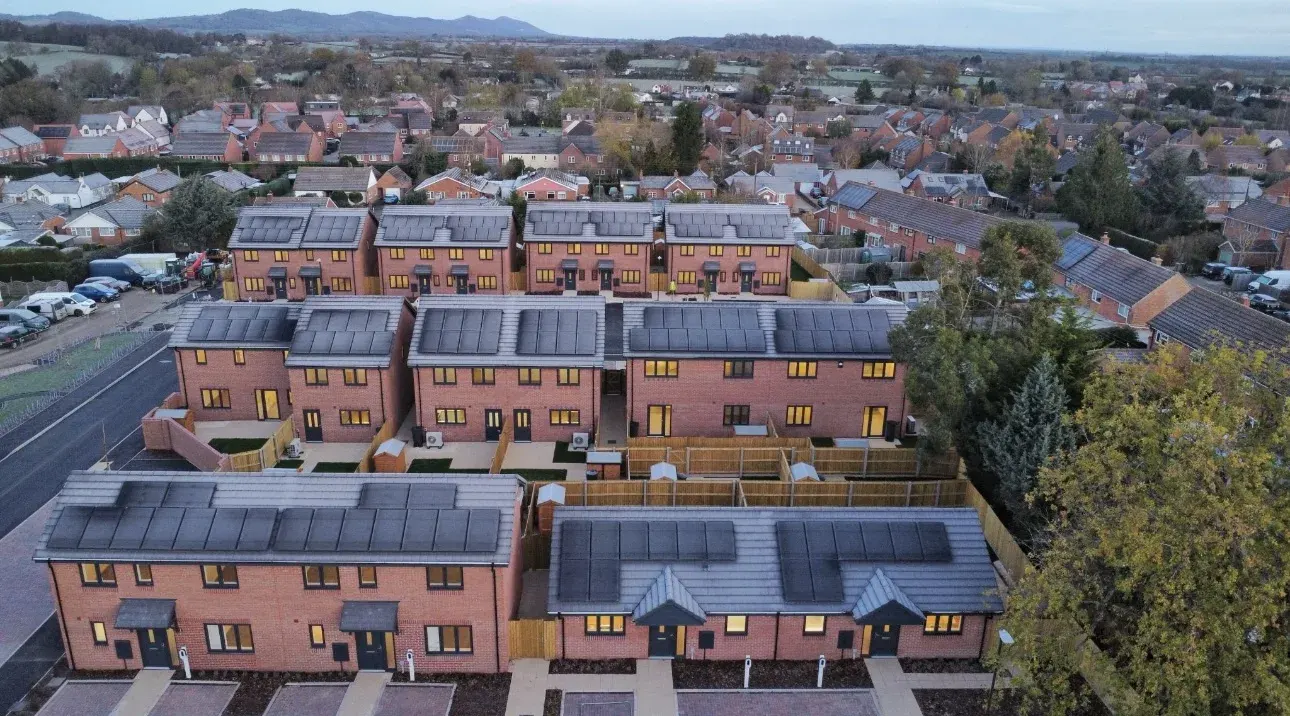 Aerial overview of Johnstone Close residential development
